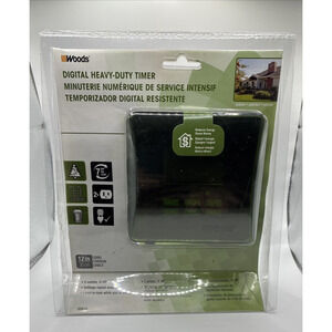 Woods 50015WD Outdoor 7-Day Heavy Duty Dig.Plug-in Timer- 2 Grounded Outlets NEW